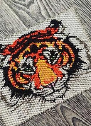 Картина плетений бісер тигр інтер'єр хижак символ 20221 фото