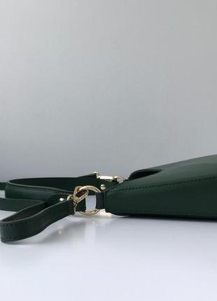 Каркасная кожаная сумка кроссбоди 29613 borse in pelle италия в минималистичном стиле зеленая6 фото