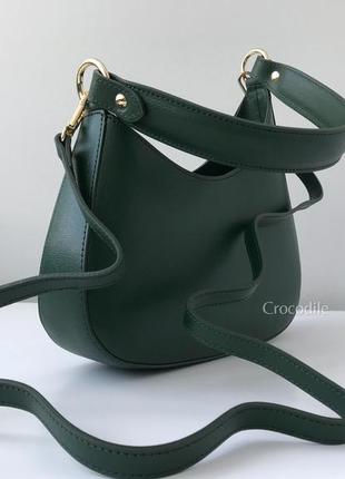 Каркасная кожаная сумка кроссбоди 29613 borse in pelle италия в минималистичном стиле зеленая2 фото