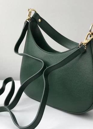 Каркасная кожаная сумка кроссбоди 29613 borse in pelle италия в минималистичном стиле зеленая4 фото