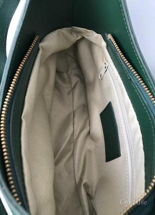 Каркасная кожаная сумка кроссбоди 29613 borse in pelle италия в минималистичном стиле зеленая9 фото