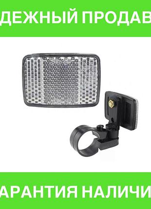 Светоотражатель, белый катафот на велосипед с креплением на руль