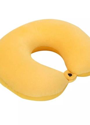 Подушка для поїздок жовта - розмір 27*26см, всередині пінопластові дрібні кульки
