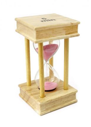 Часы песочные с розовым песком на 5 минут