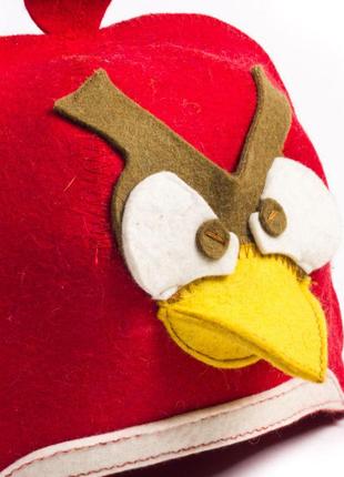 Банна шапка luxyart "пташка", штучне хутро, червоний (la-480)3 фото