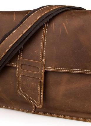 Сумка мужская vintage 14231 в винтажном стиле коричневая1 фото