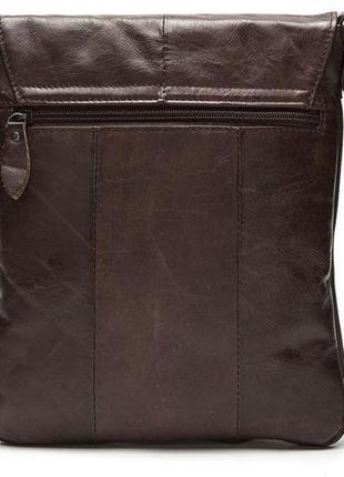 Стильная мужская кожаная сумка vintage 14847 коричневая3 фото