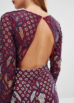 Шикарное кружевное платье магазина asos! цвета сливы на бежевом подкладе!3 фото