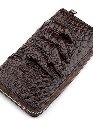 Клатч мужской crocodile leather 18273 из натуральной кожи крокодила коричневый