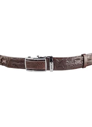 Ремінь-автомат crocodile leather 18240 з натуральної шкіри крокодила коричневий2 фото