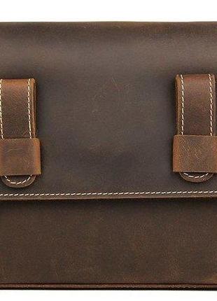 Cумка мужская-почтальонка в винтажной коже vintage 14980 коричневая1 фото