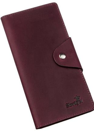 Бумажник женский из винтажной кожи shvigel 16166 бордовый1 фото