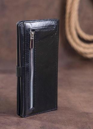 Бумажник мужской вертикальный из кожи алькор shvigel 16204 черный8 фото