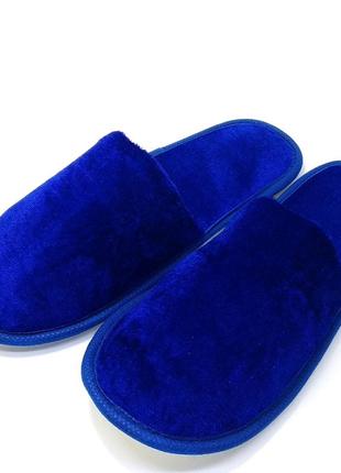 Тапочки велюрові для дому/готелю luxyart, синій, закритий носок, в упаковці 20 пар (zf-141)2 фото
