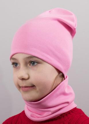 Детская шапка с хомутом канта размер 52-56 розовый (oc-388)