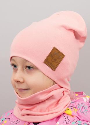 Дитяча шапка з хомутом канта "лапка" розмір 48-52 рожевий (oc-533)