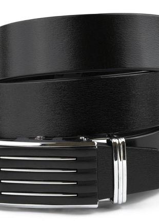 Ремень мужской с автоматической пряжкой полоска vintage 20301 черный