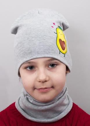 Дитяча шапка з хомутом канта "авокадо" розмір 48-52 сірий (oc-832)