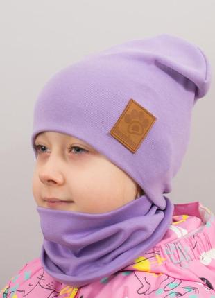 Дитяча шапка з хомутом канта "лапка" розмір 48-52 бузковий (oc-170)