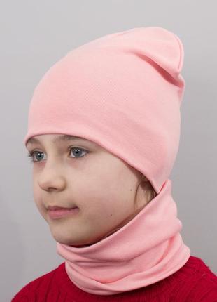 Детская шапка с хомутом канта размер 52-56 розовый (oc-562)