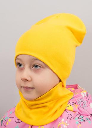 Детская шапка с хомутом канта размер 52-56 желтый (oc-567)