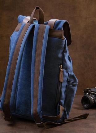 Рюкзак туристический текстильный унисекс vintage 20609 синий9 фото