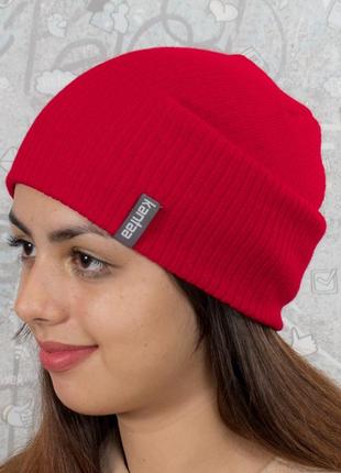 Вязаная шапка канта размер универсальный 50-60, красная (oc-740)2 фото