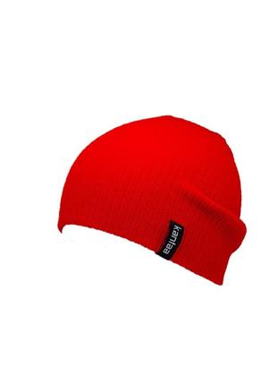 Вязаная шапка канта размер универсальный 50-60, красная (oc-740)6 фото