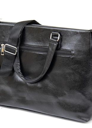 Ділова сумка кожзам vintage 20516 чорна2 фото