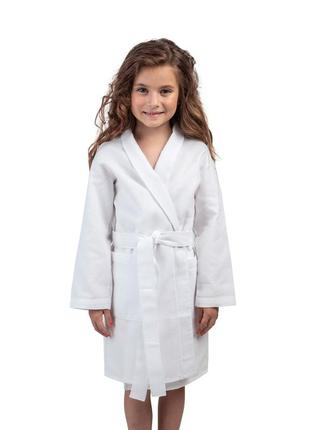 Дитячий вафельний халат luxyart розмір (4-7 років) 30-32 100% бавовна білий (ls-206)