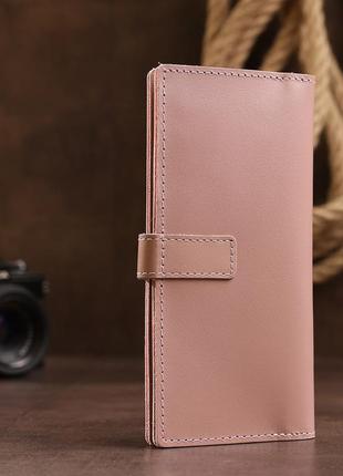 Шкіряне жіноче матове портмоне grande pelle 11545 рожевий8 фото