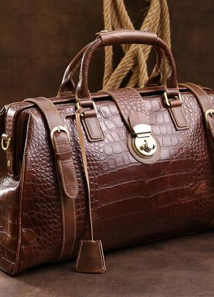 Кожаная дорожная сумка vintage 14285 коричневый10 фото