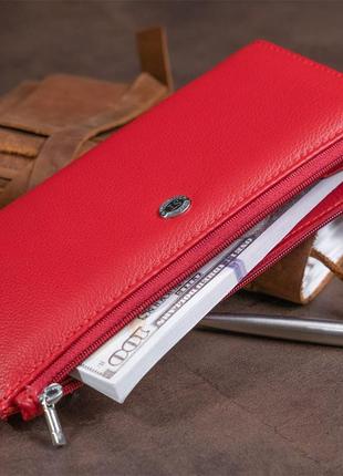 Горизонтальний тонкий гаманець жіночий зі шкіри st leather 19330 червоний8 фото