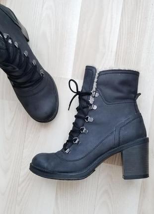 Женскин кожаные ботинки на среднем каблуке ботинки кэжуал на шнурках кожа1 фото