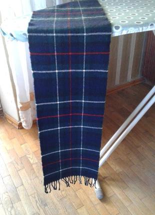 Брендовый шерстяной шотландский шарф в клетку с бахромой frangi woolmark унисекс
