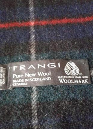 Брендовый шерстяной шотландский шарф в клетку с бахромой frangi woolmark унисекс7 фото