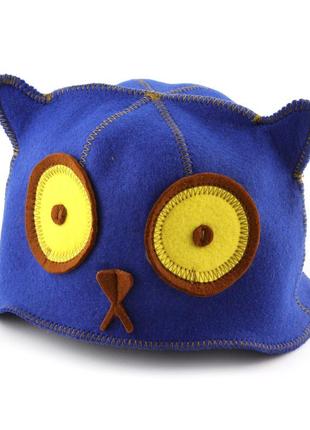 Банна шапка luxyart "котяра", штучне хутро, синій (la-438)