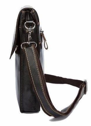 Мужская сумка- мессенджер кожаная vintage 14803 коричневая3 фото