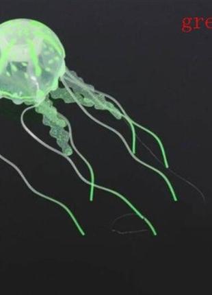 Зеленая медуза в аквариум силиконовая - диаметр шапки 6-6,5см