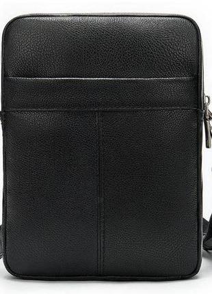 Компактная мужская сумка кожаная vintage 14885 черная2 фото