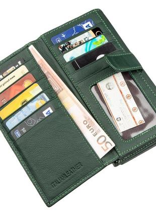 Кожаный кошелек с монетницей st leather 18879 зеленый7 фото