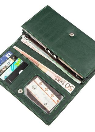 Кожаный кошелек с монетницей st leather 18879 зеленый3 фото