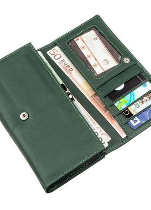 Кожаный кошелек с монетницей st leather 18879 зеленый4 фото