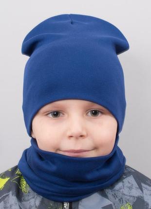 Детская шапка с хомутом канта размер 48-52 синий (oc-240)2 фото