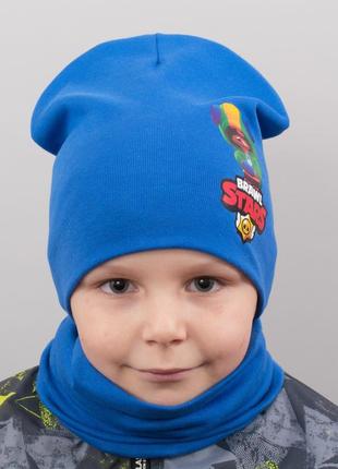 Детская шапка с хомутом канта "brawl leon" размер 52-56 синий (oc-523)2 фото