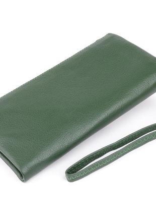 Гаманець-клатч зі шкіри з кишенею для мобільного st leather 19308 зелений2 фото