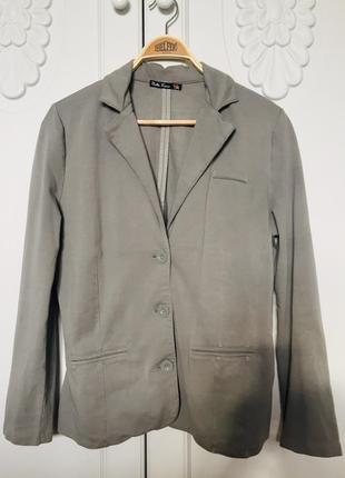 Пиджак летний хлопковый трикотажный серый