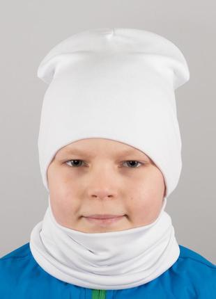 Дитяча шапка з хомутом канта розмір 52-56 білий (oc-573)2 фото
