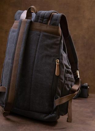 Рюкзак туристический текстильный унисекс vintage 20608 черный8 фото