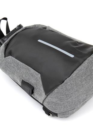 Ергономічний рюкзак через плече з кодовим замком текстильний vintage 20554 сірий6 фото